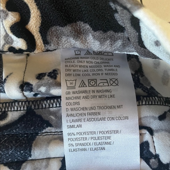 Isaac Mizrahi live paisley print pull on pants, black, white and cream, size L - Picture 5 of 9